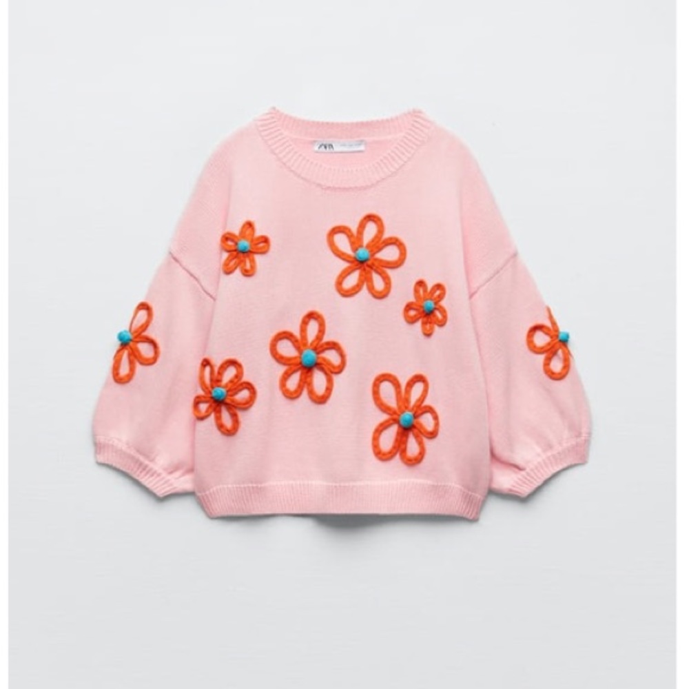Zara embroidered floral sweater
